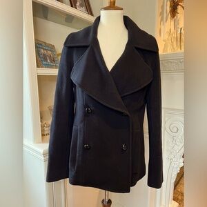 JOSEPH Black wool & cashmere modern pea coat size IT 40 or US 8 EUC